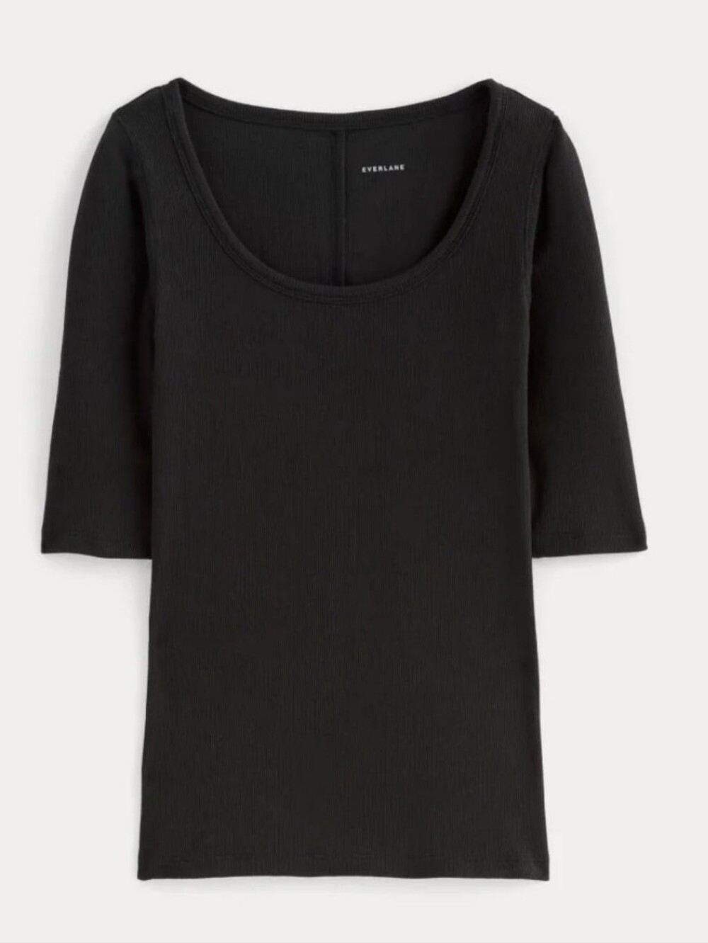 THE LUXE RIB SCOOP-NECK TEE BLACK SIZE M
